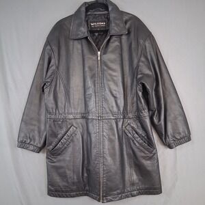 Wilsons The Leather Experts Men's Black Genuine Leather Zip Up Jacket‎ L